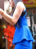 超丰满蓝色包臀短裙高跟荡女